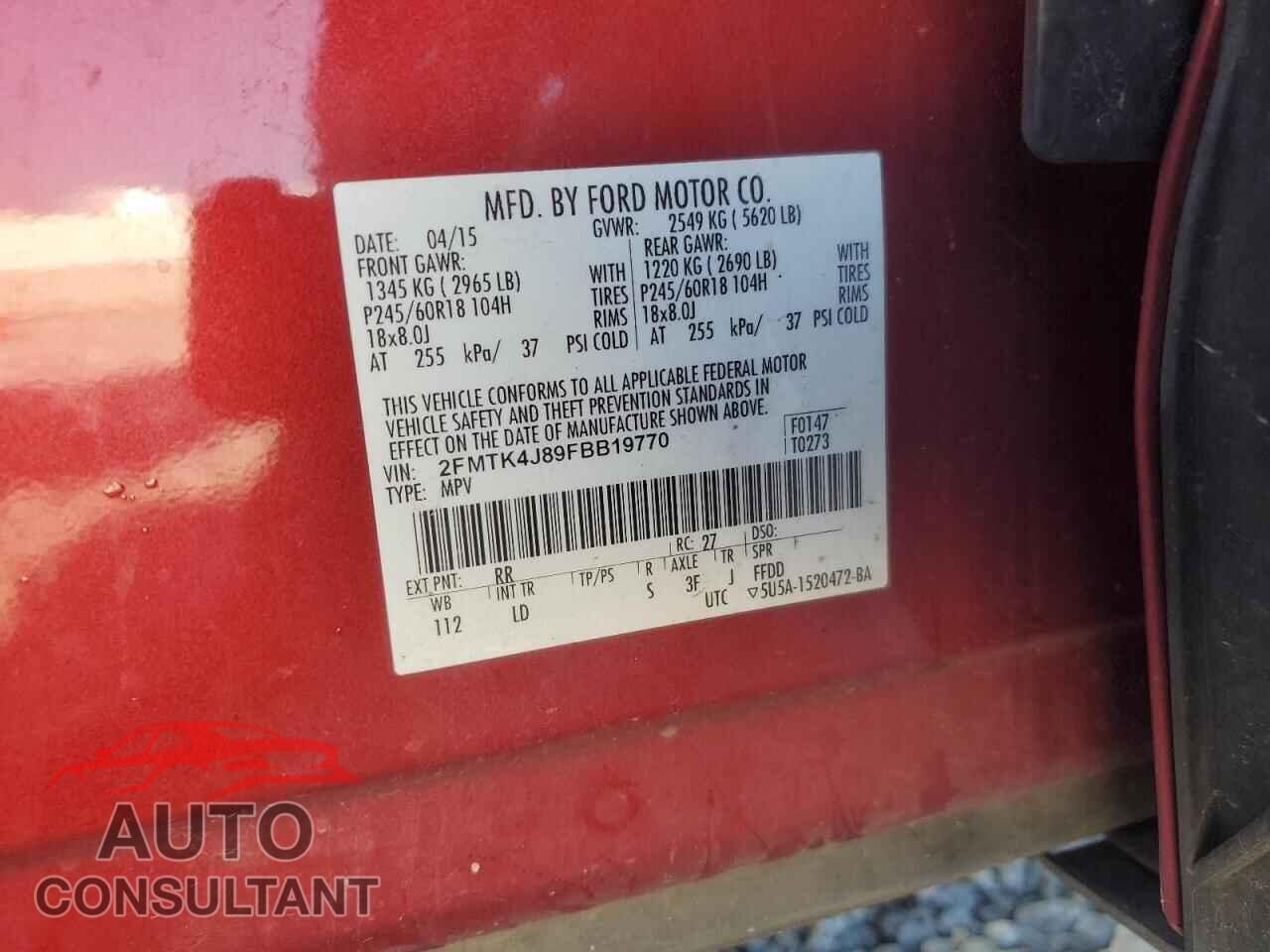 FORD EDGE 2015 - 2FMTK4J89FBB19770