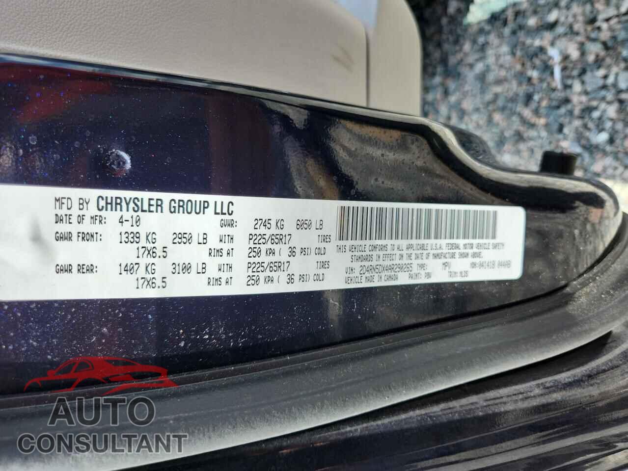 DODGE CARAVAN 2010 - 2D4RN5DX4AR290265