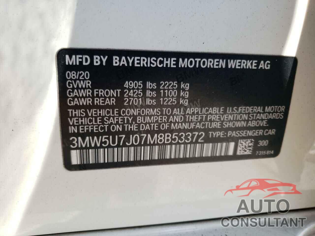 BMW M3 2021 - 3MW5U7J07M8B53372