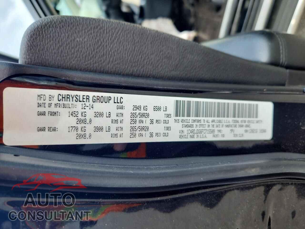 DODGE DURANGO 2015 - 1C4RDJDG6FC715509