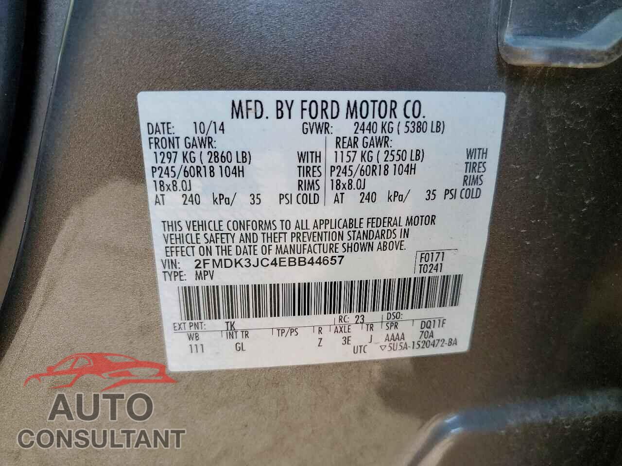 FORD EDGE 2014 - 2FMDK3JC4EBB44657