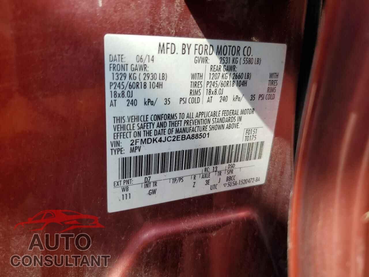 FORD EDGE 2014 - 2FMDK4JC2EBA88501