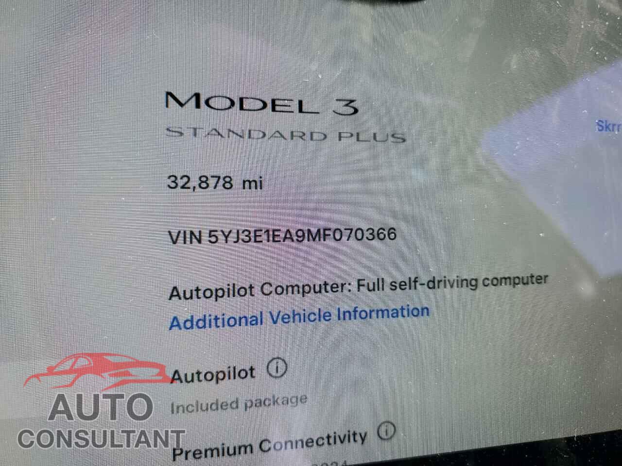 TESLA MODEL 3 2021 - 5YJ3E1EA9MF070366
