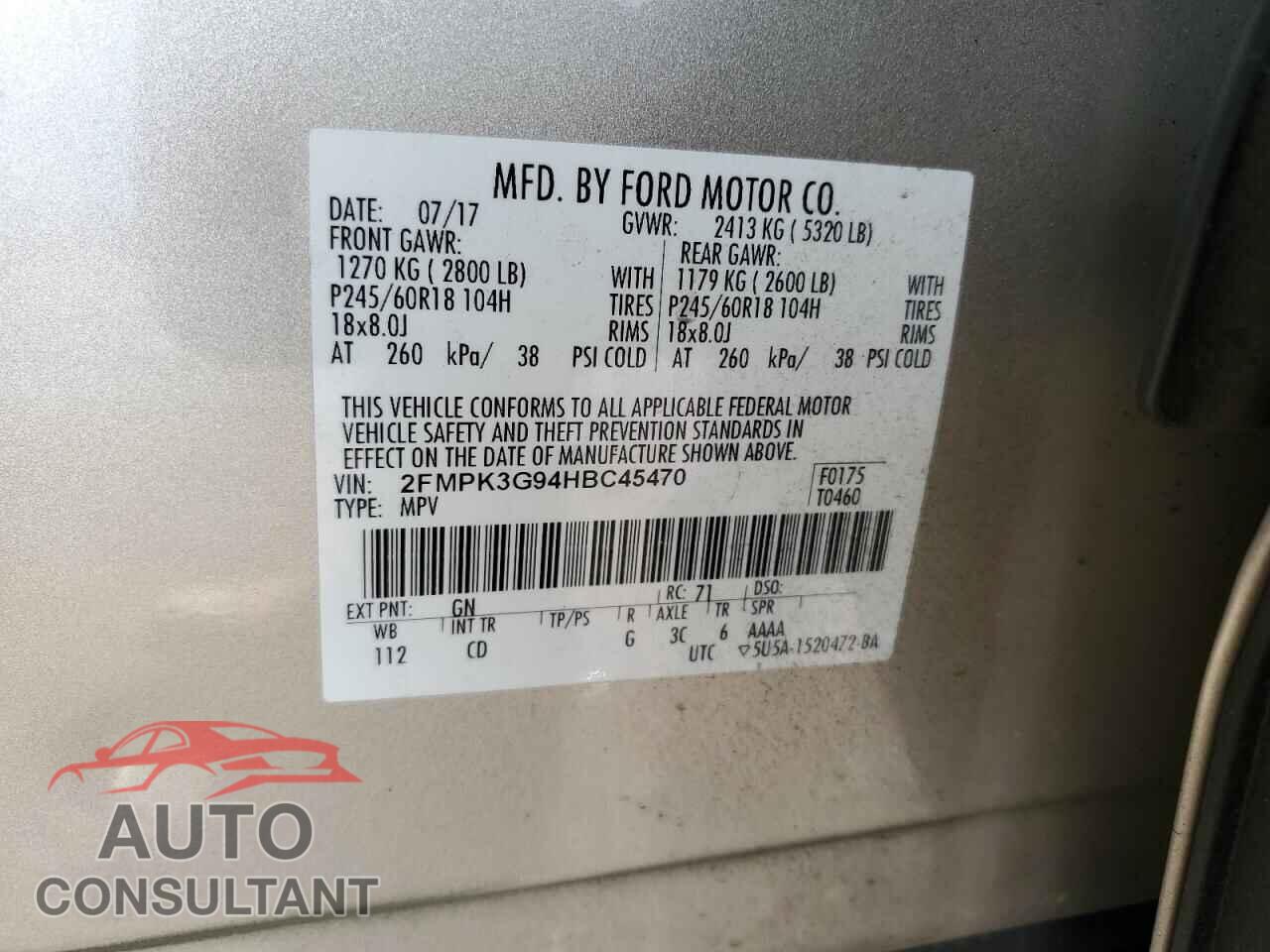 FORD EDGE 2017 - 2FMPK3G94HBC45470