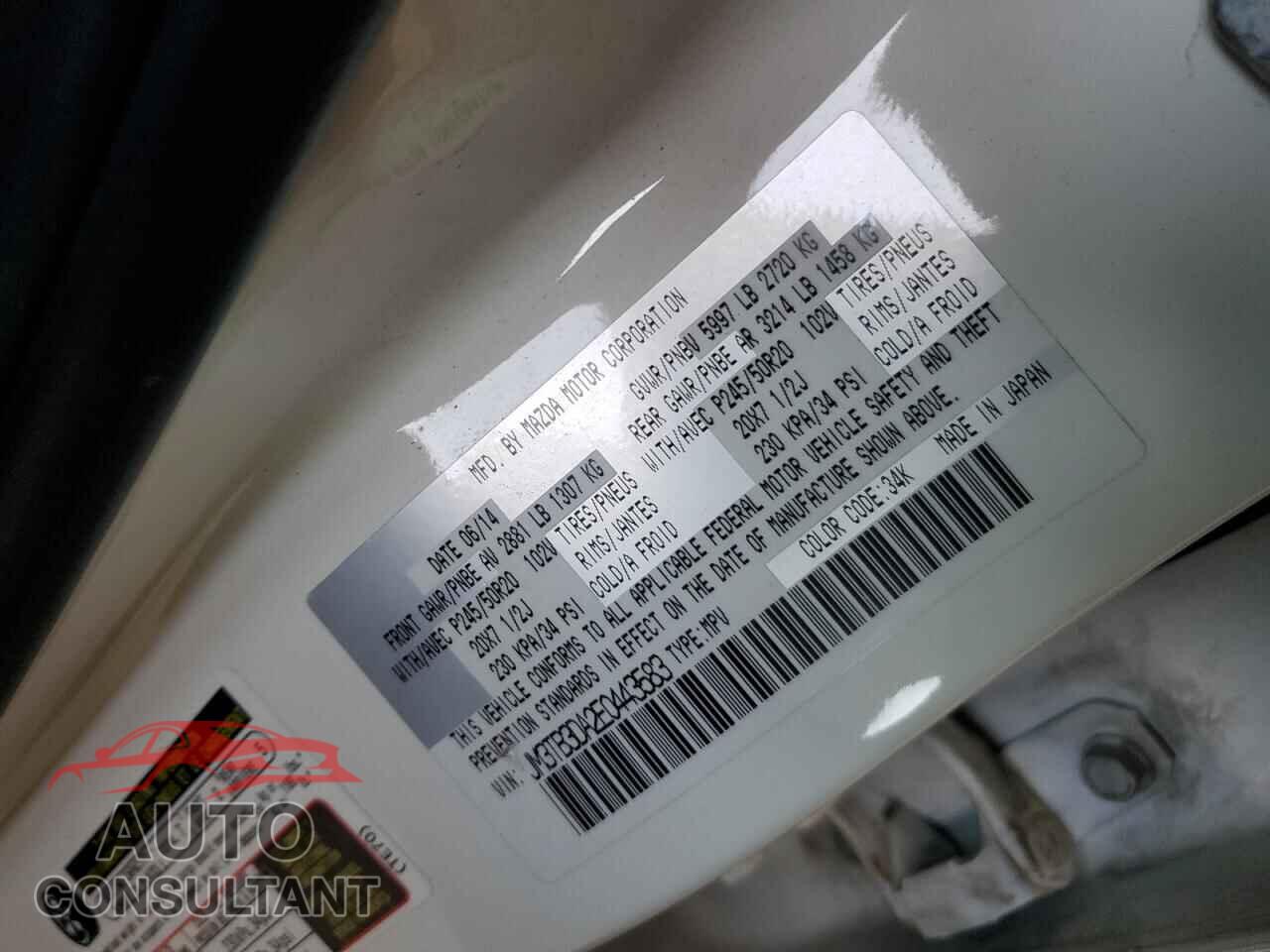 MAZDA CX-9 2014 - JM3TB3DA2E0443583