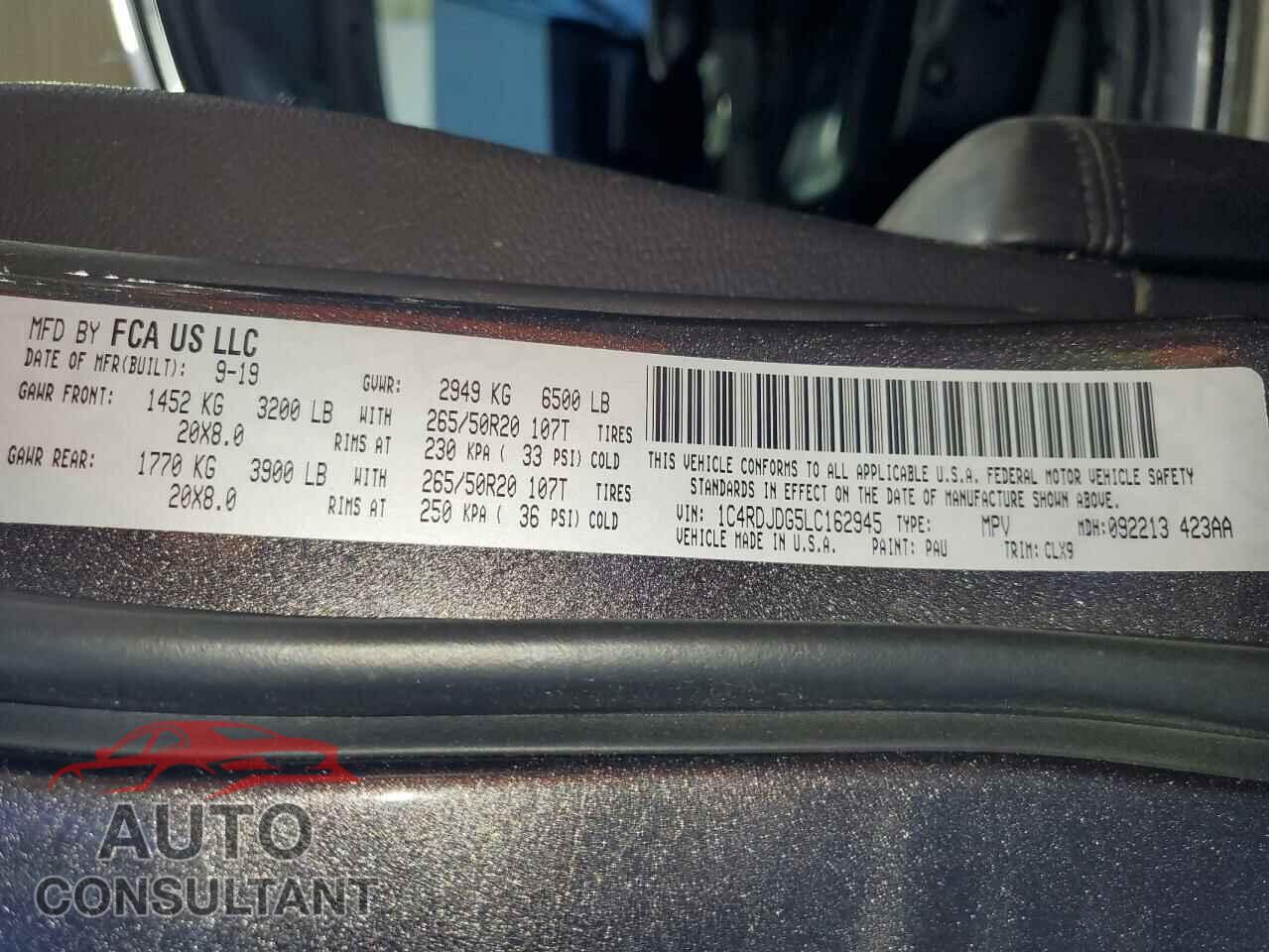 DODGE DURANGO 2020 - 1C4RDJDG5LC162945