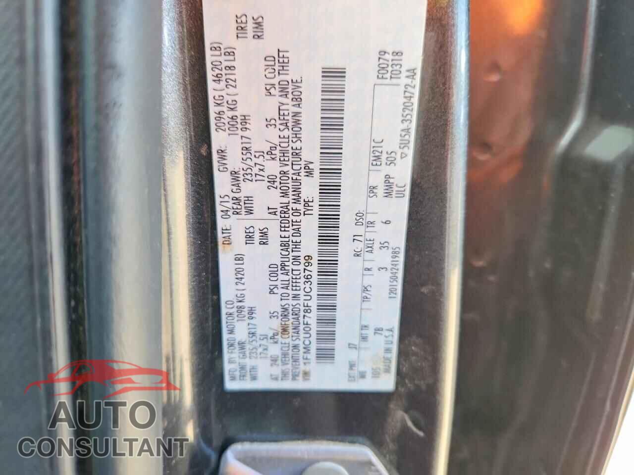 FORD ESCAPE 2015 - 1FMCU0F78FUC36799