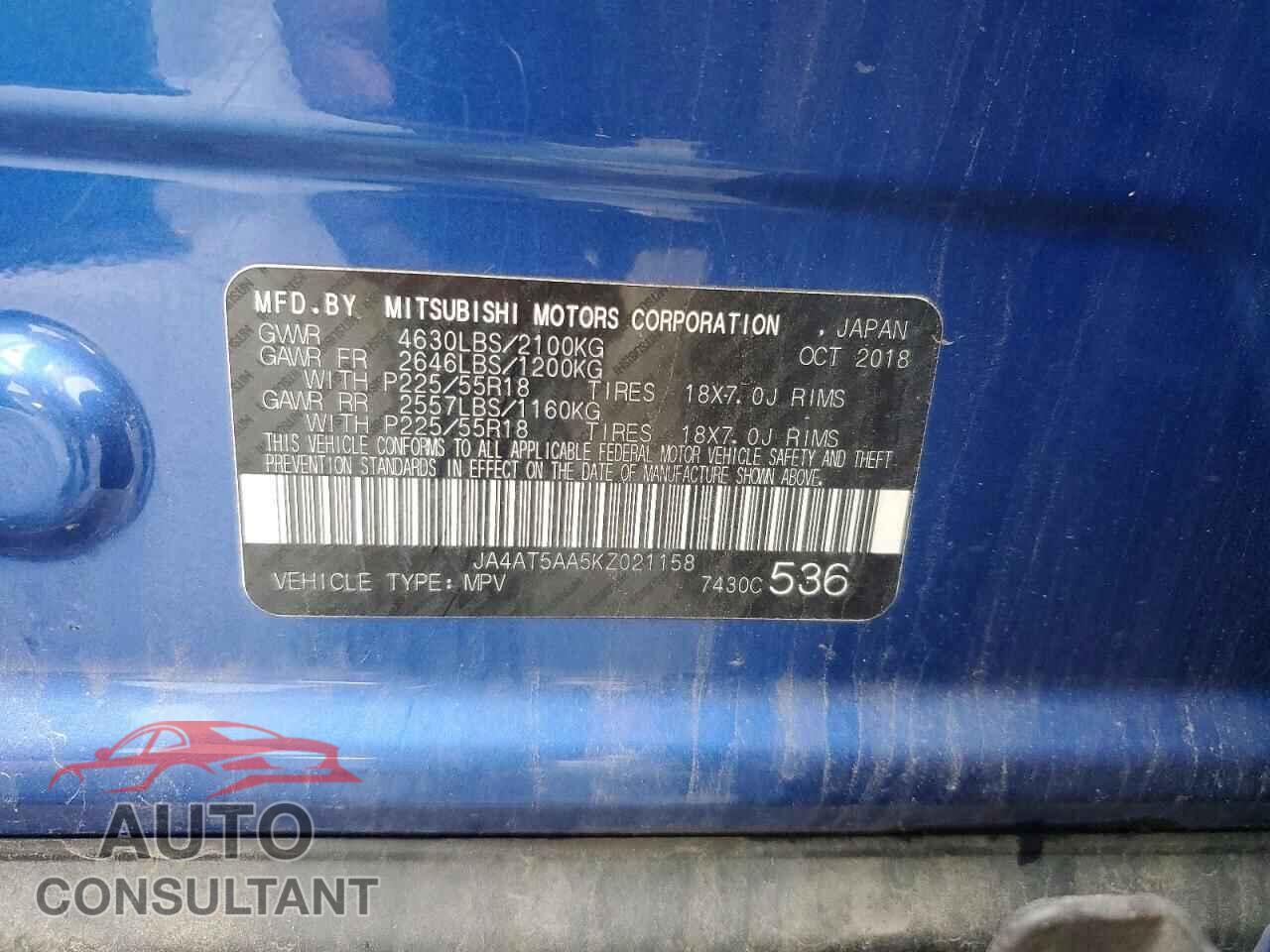 MITSUBISHI ECLIPSE 2019 - JA4AT5AA5KZ021158
