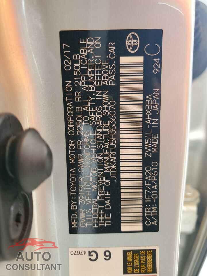 TOYOTA PRIUS 2017 - JTDKARFU5H3536070