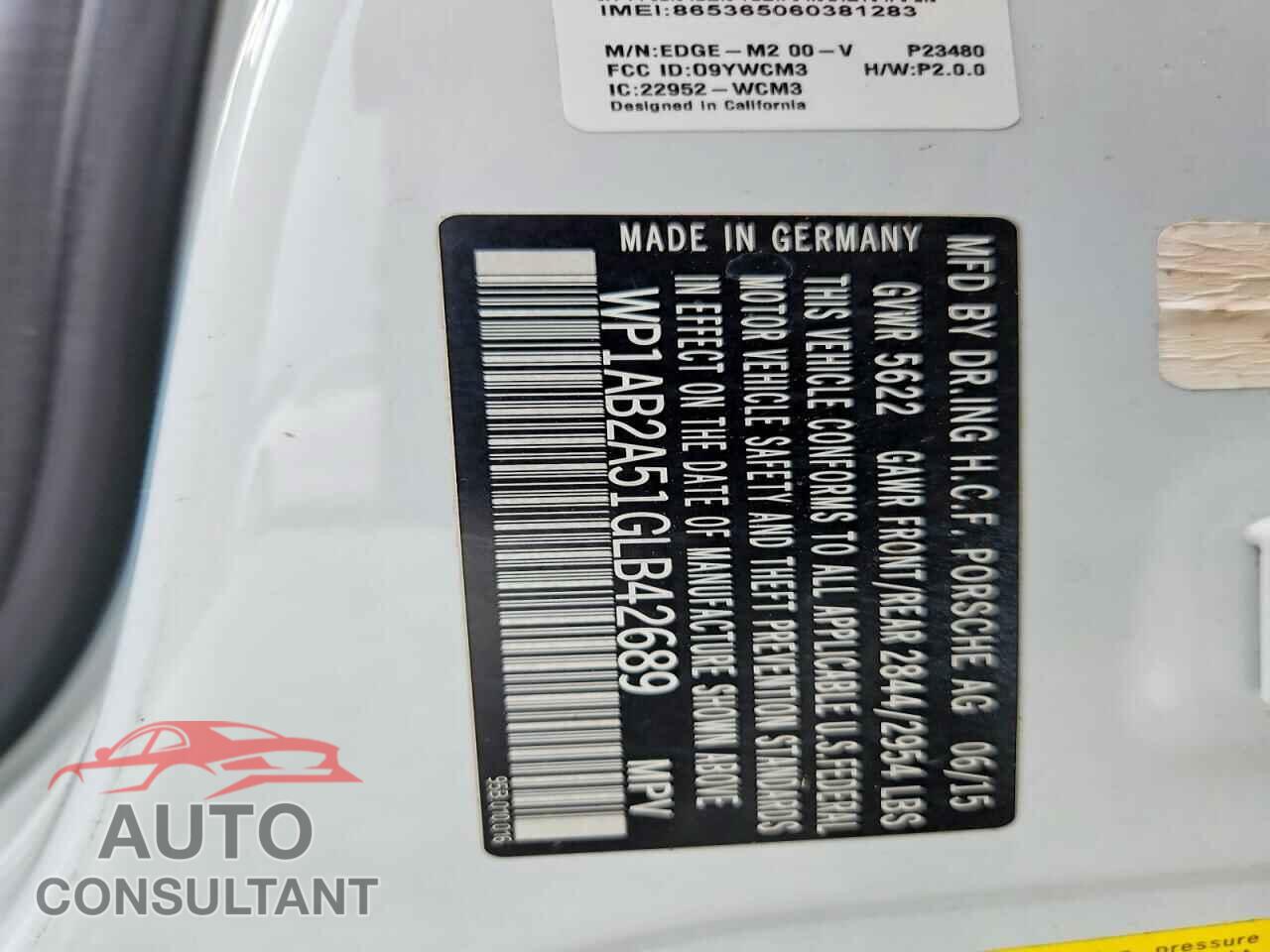 PORSCHE MACAN 2016 - WP1AB2A51GLB42689