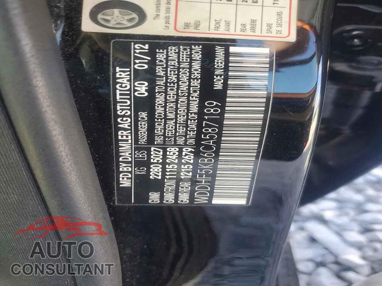 MERCEDES-BENZ E-CLASS 2012 - WDDHF5KB6CA587189