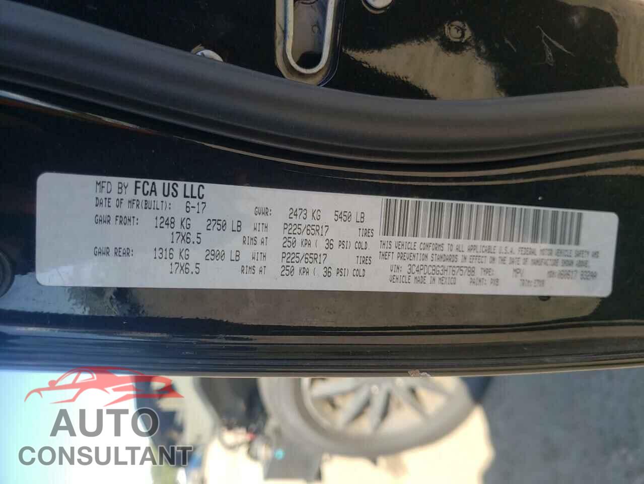 DODGE JOURNEY 2017 - 3C4PDCBG3HT675788