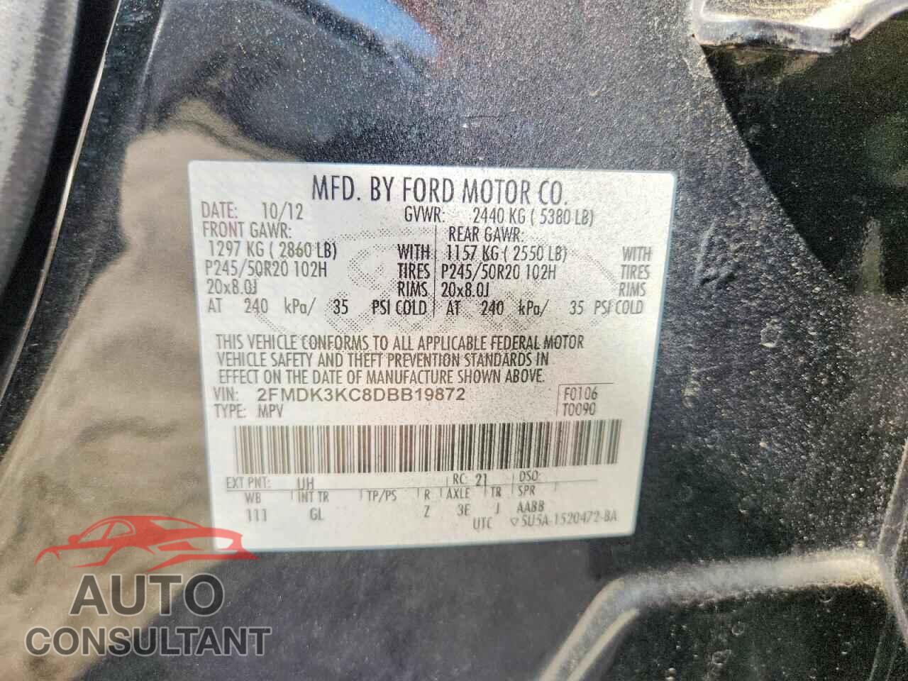 FORD EDGE 2013 - 2FMDK3KC8DBB19872