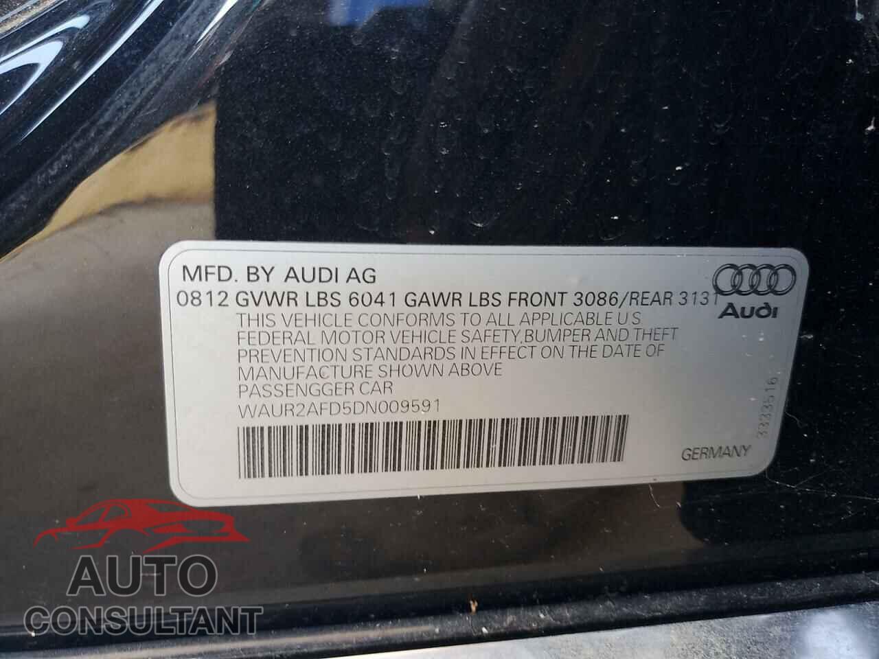 AUDI A8 2013 - WAUR2AFD5DN009591