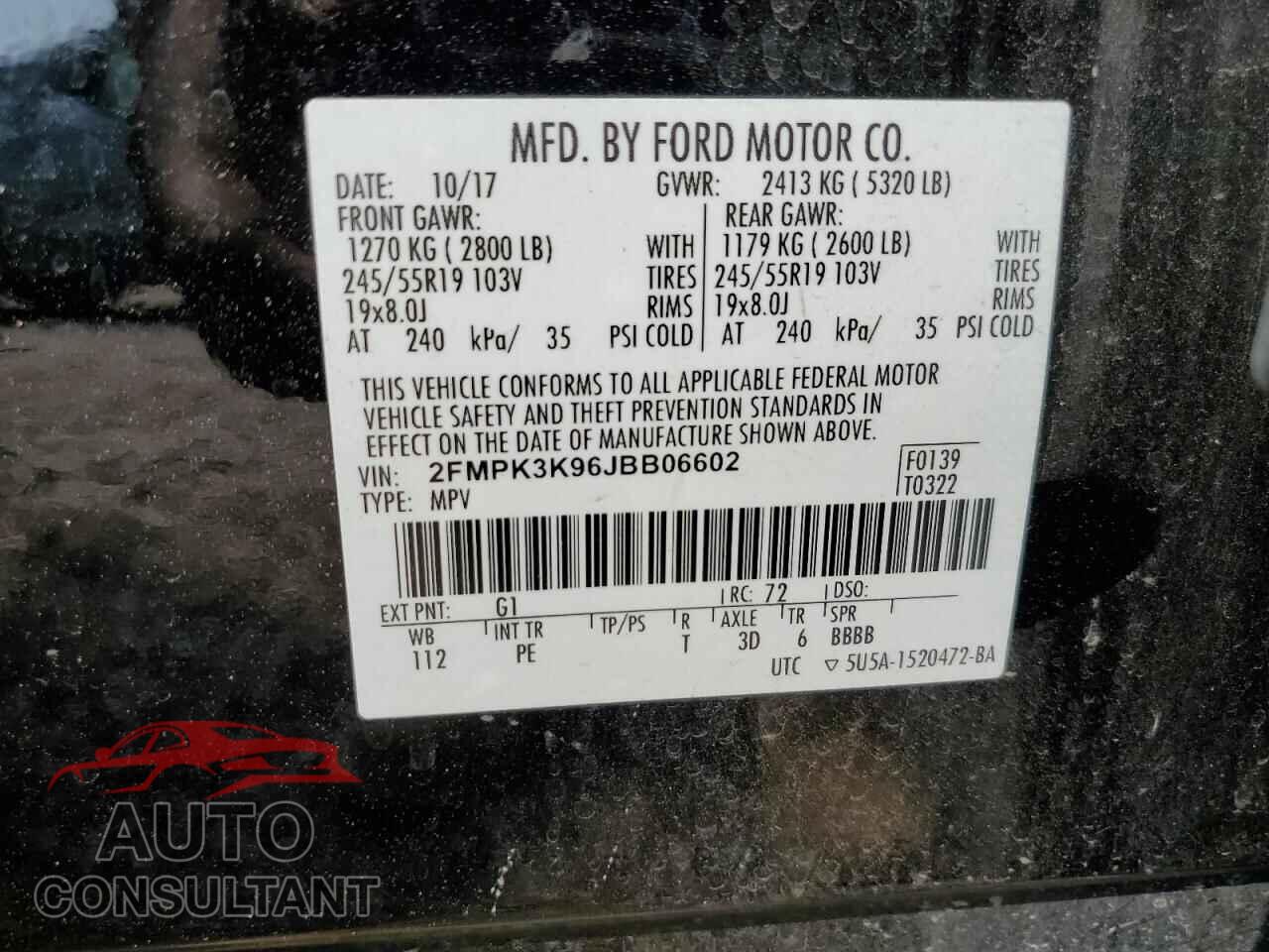 FORD EDGE 2018 - 2FMPK3K96JBB06602