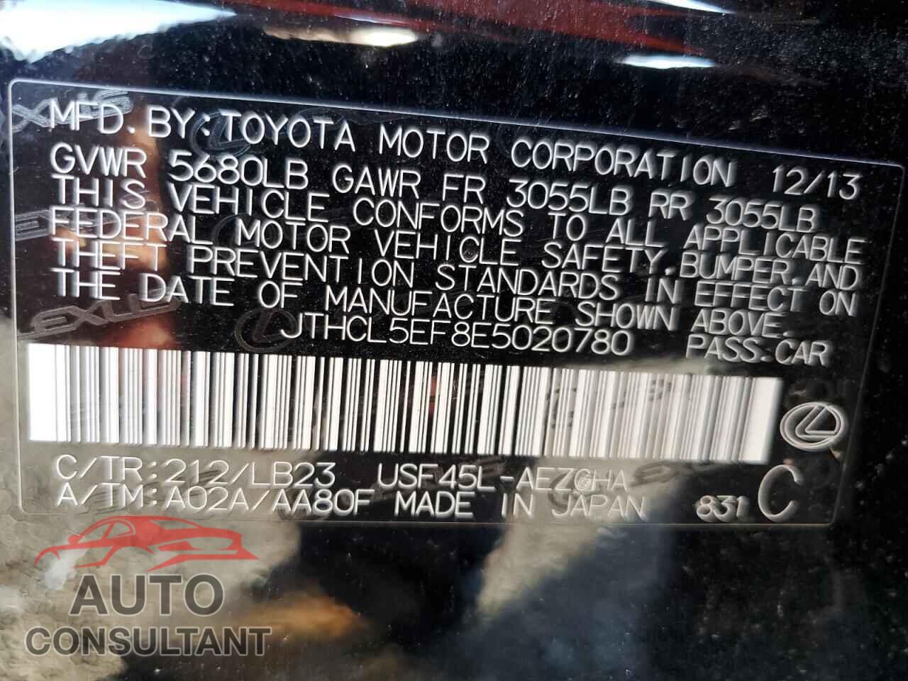 LEXUS LS460 2014 - JTHCL5EF8E5020780