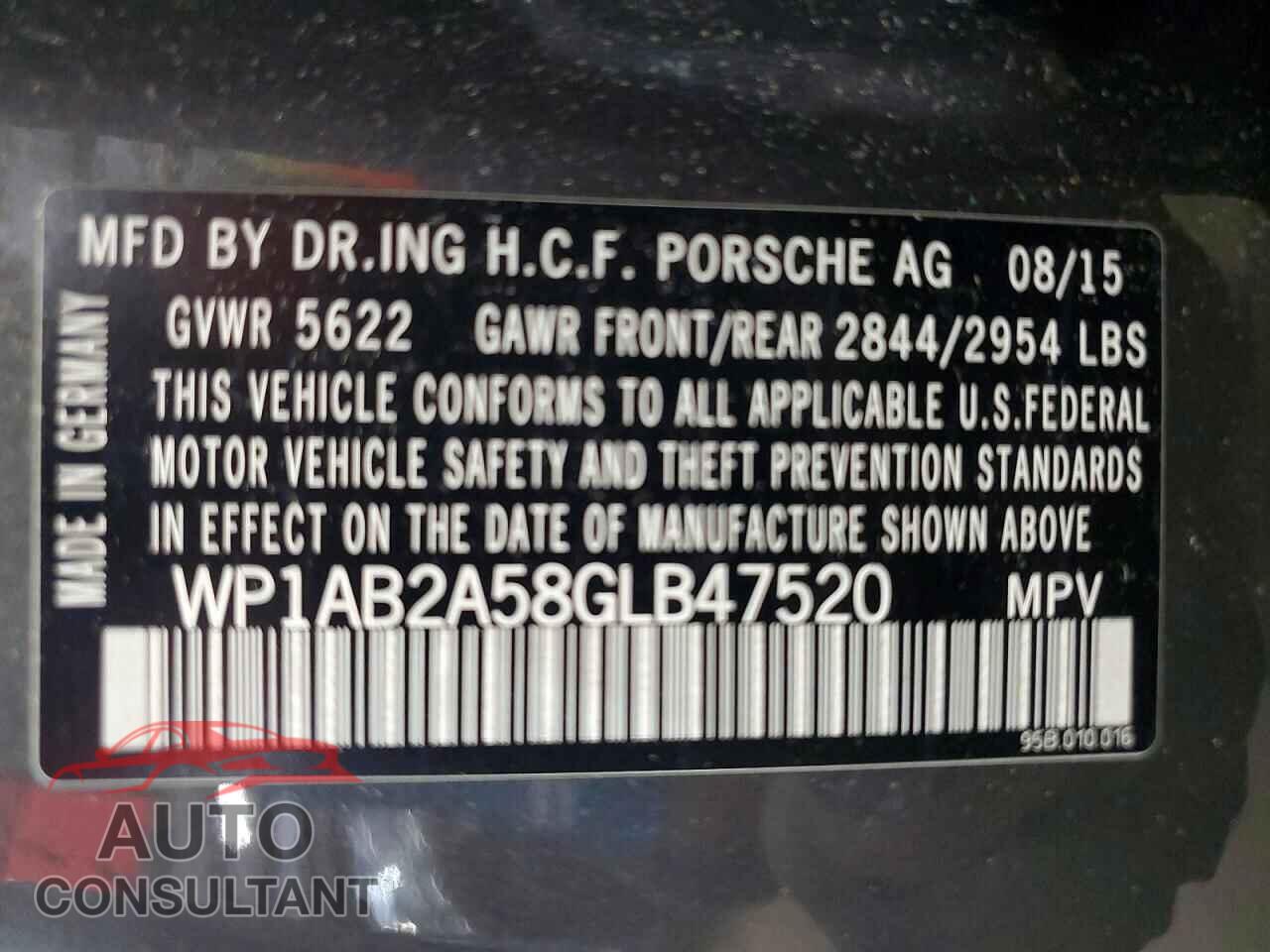 PORSCHE MACAN 2016 - WP1AB2A58GLB47520