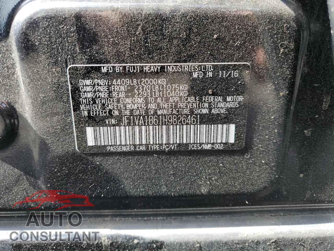 SUBARU WRX 2017 - JF1VA1B61H9826461