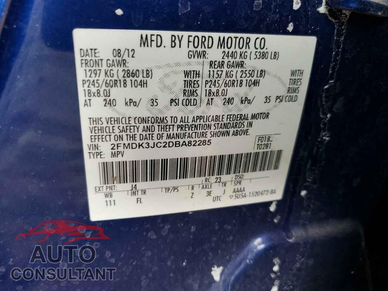 FORD EDGE 2013 - 2FMDK3JC2DBA82285