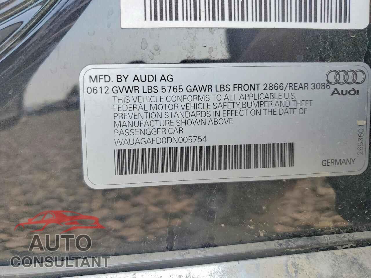 AUDI A8 2013 - WAUAGAFD0DN005754