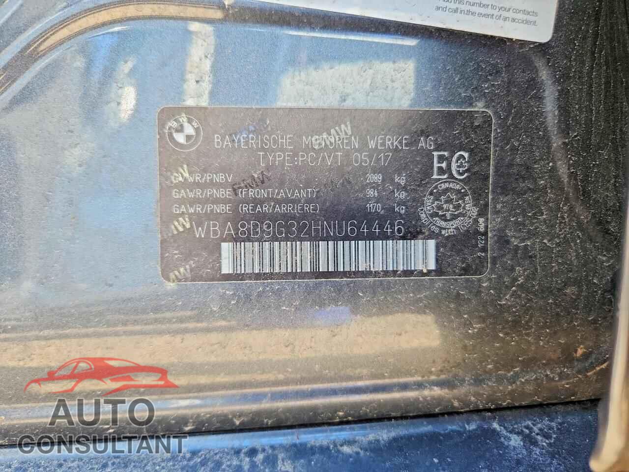 BMW 3 SERIES 2017 - WBA8D9G32HNU64446