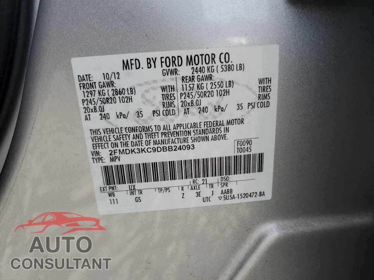 FORD EDGE 2013 - 2FMDK3KC9DBB24093