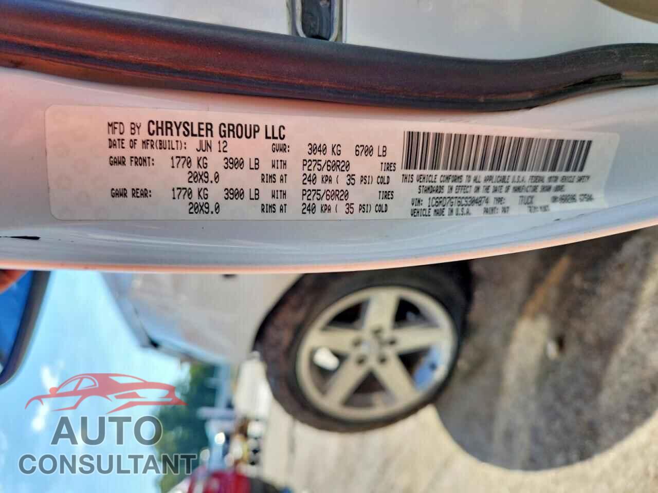 DODGE RAM 1500 2012 - 1C6RD7GT6CS304874
