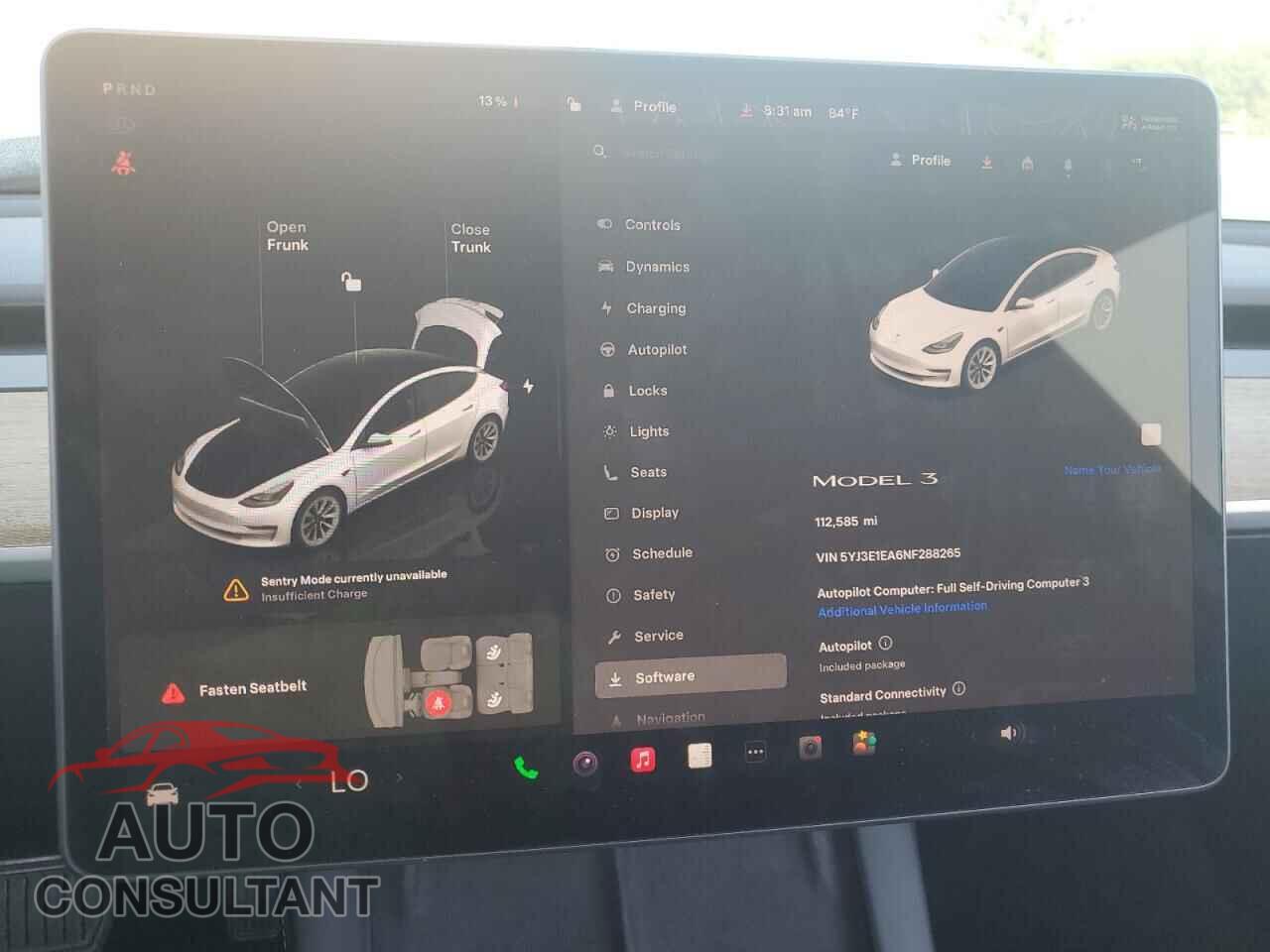 TESLA MODEL 3 2022 - 5YJ3E1EA6NF288265