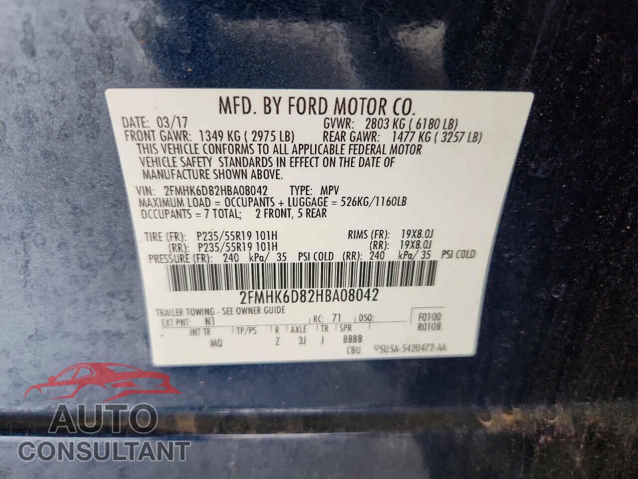 FORD FLEX 2017 - 2FMHK6D82HBA08042