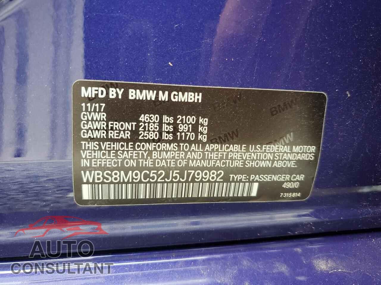 BMW M3 2018 - WBS8M9C52J5J79982
