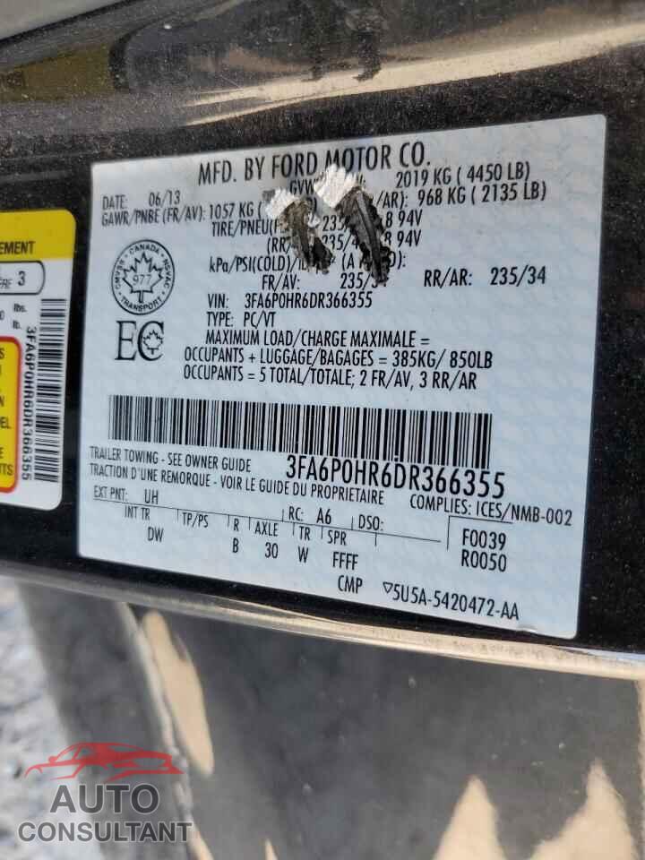 FORD FUSION 2013 - 3FA6P0HR6DR366355