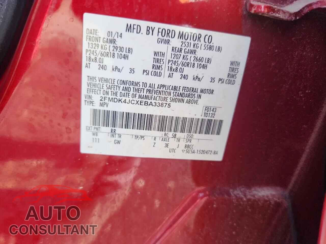 FORD EDGE 2014 - 2FMDK4JCXEBA33875