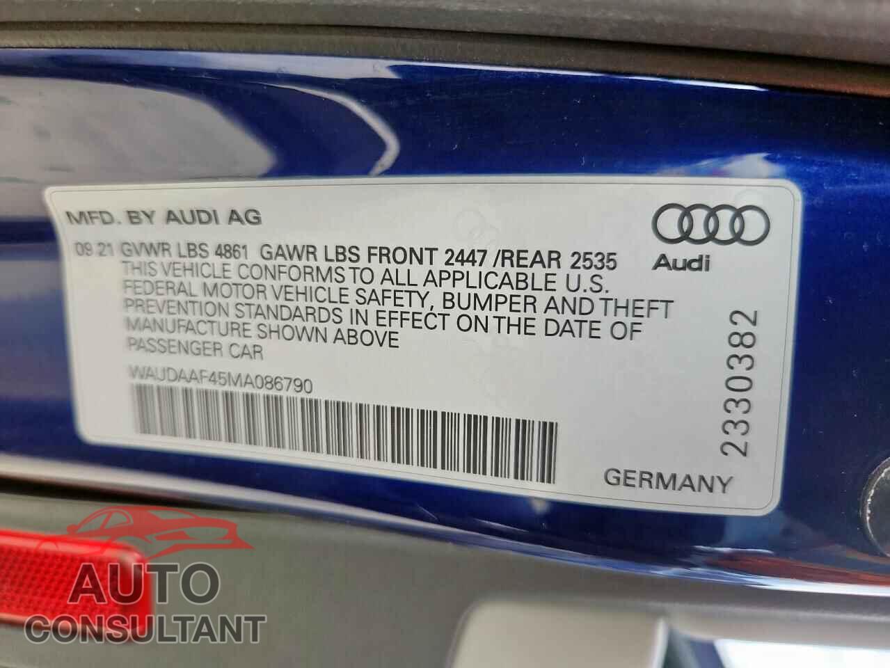 AUDI A4 2021 - WAUDAAF45MA086790