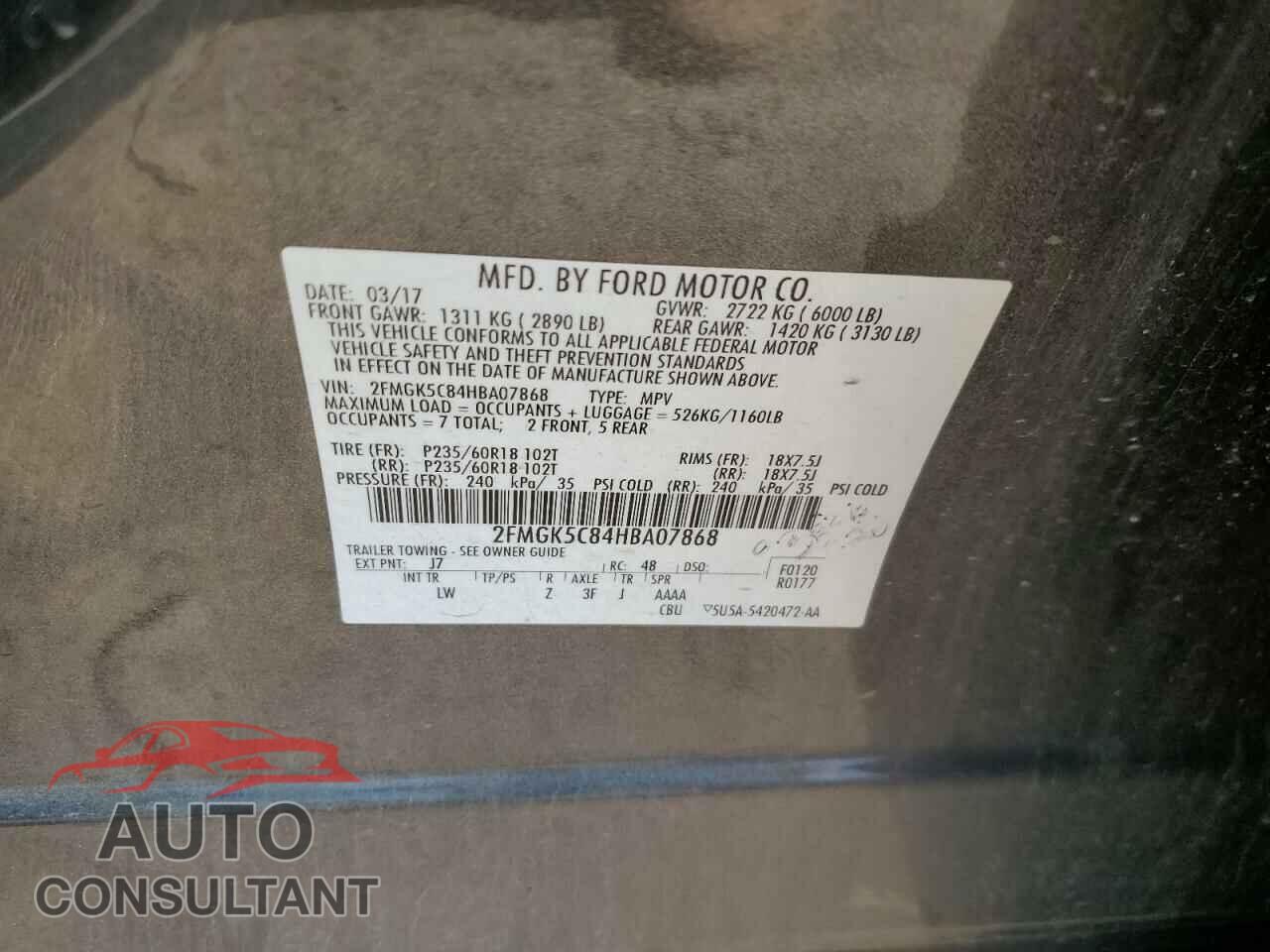 FORD FLEX 2017 - 2FMGK5C84HBA07868