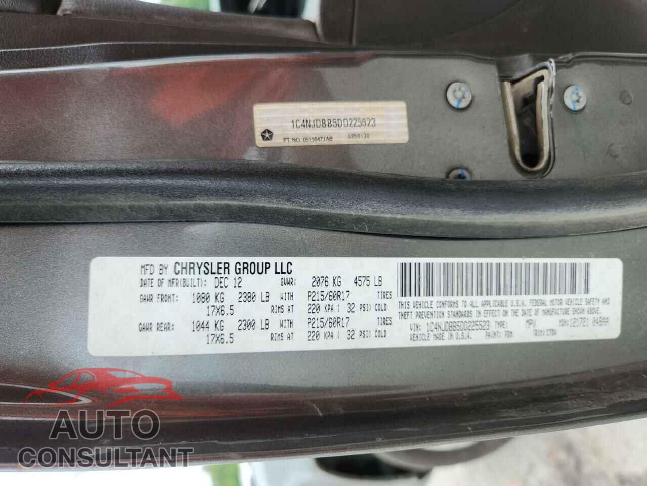 JEEP COMPASS 2013 - 1C4NJDBB5DD225523