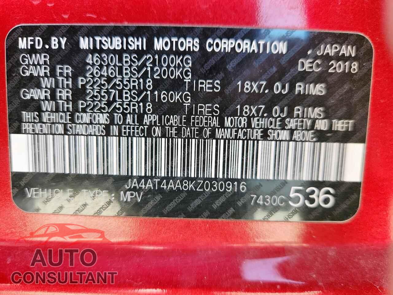 MITSUBISHI ECLIPSE 2019 - JA4AT4AA8KZ030916