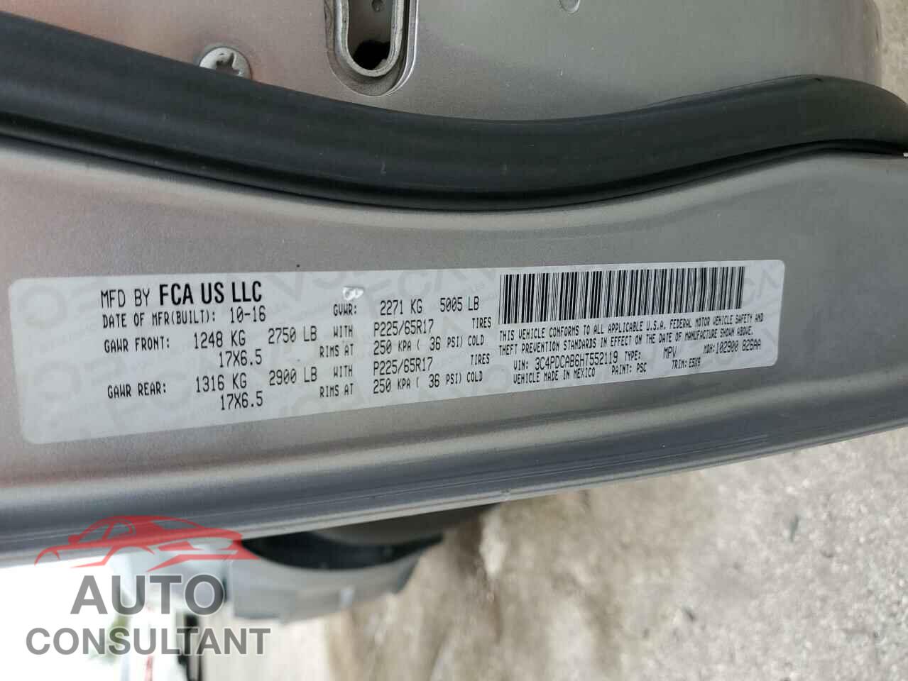 DODGE JOURNEY 2017 - 3C4PDCAB6HT552119
