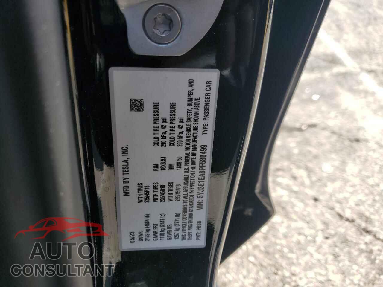 TESLA MODEL 3 2023 - 5YJ3E1EA8PF580499