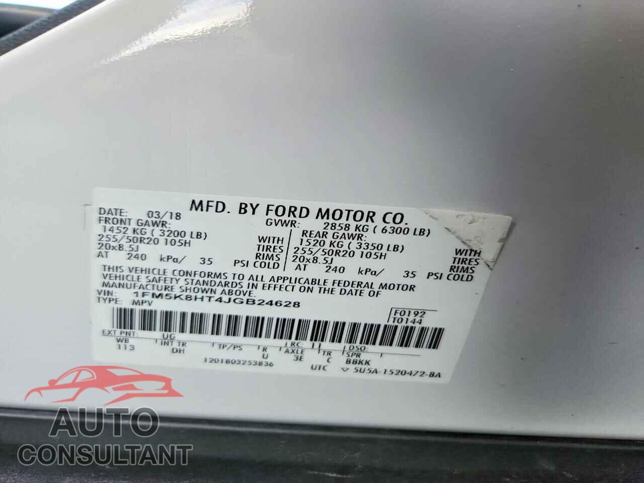 FORD EXPLORER 2018 - 1FM5K8HT4JGB24628