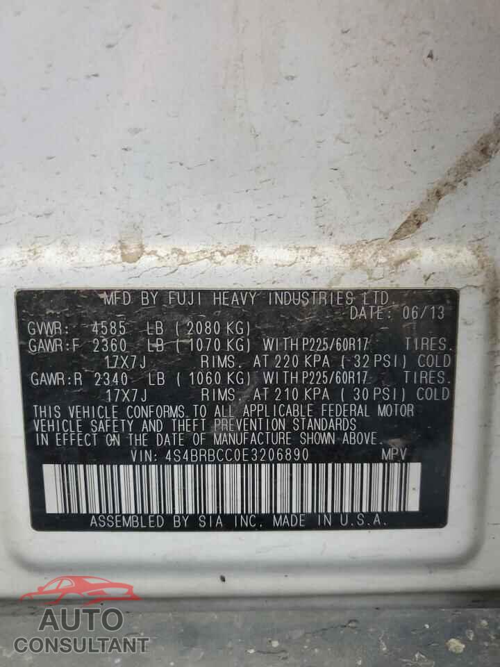 SUBARU OUTBACK 2014 - 4S4BRBCC0E3206890