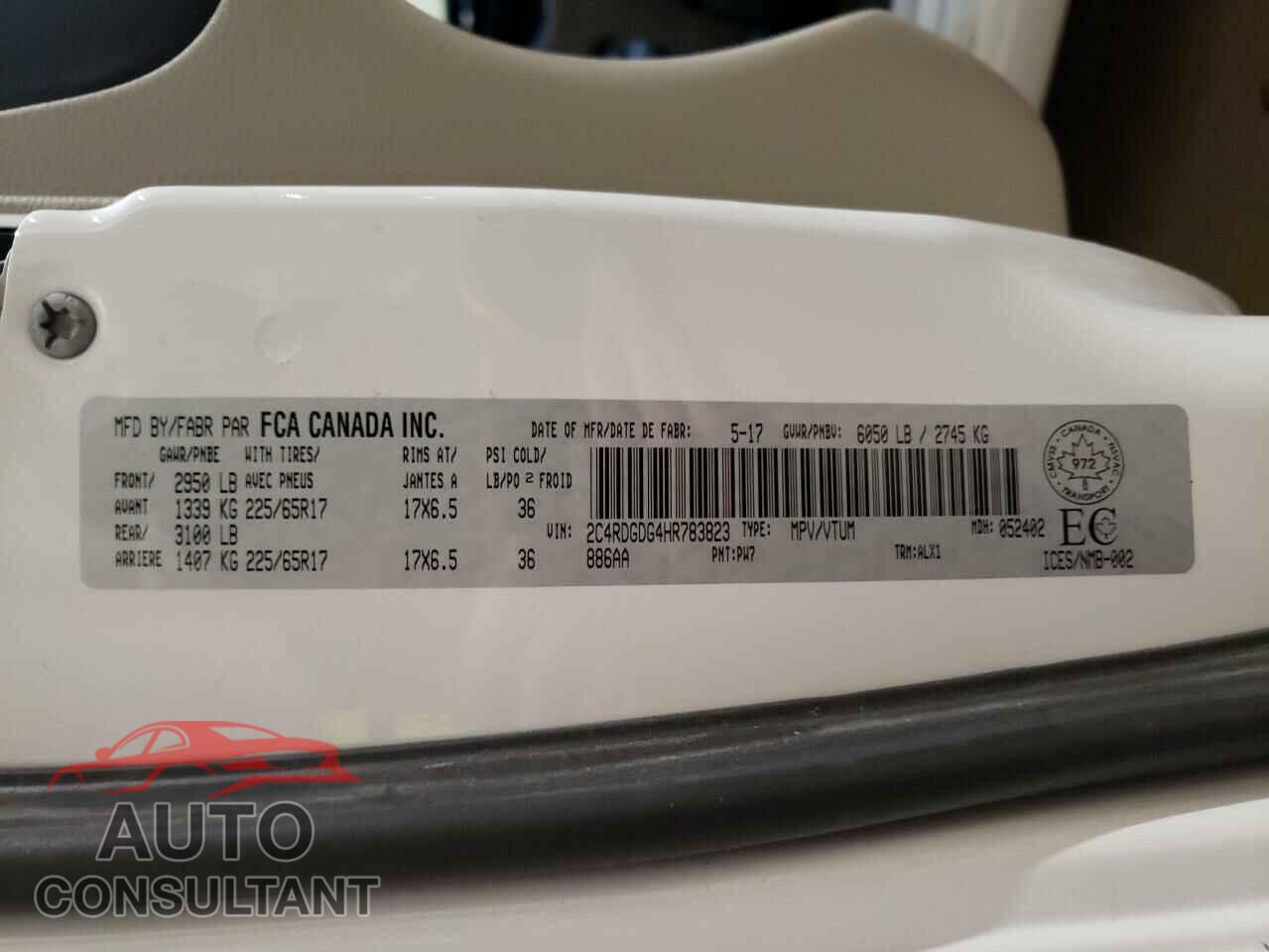 DODGE CARAVAN 2017 - 2C4RDGDG4HR783823