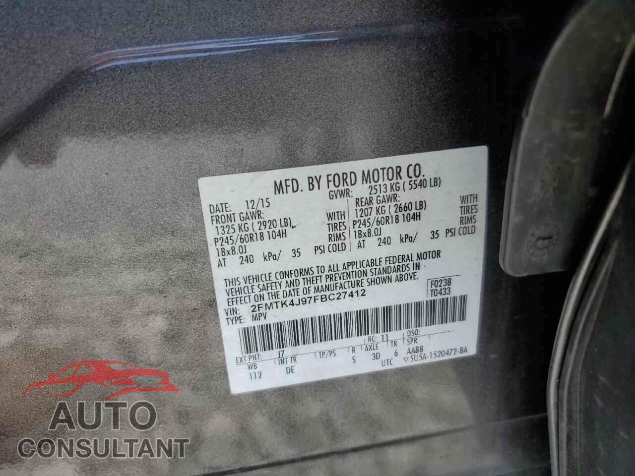 FORD EDGE 2015 - 2FMTK4J97FBC27412