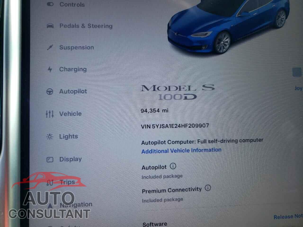 TESLA MODEL S 2017 - 5YJSA1E24HF209907