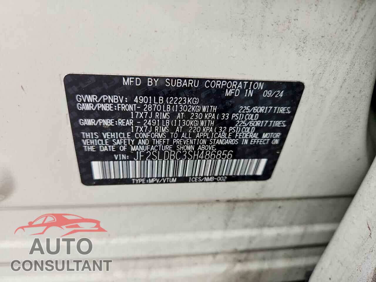 SUBARU FORESTER 2025 - JF2SLDBC3SH486856
