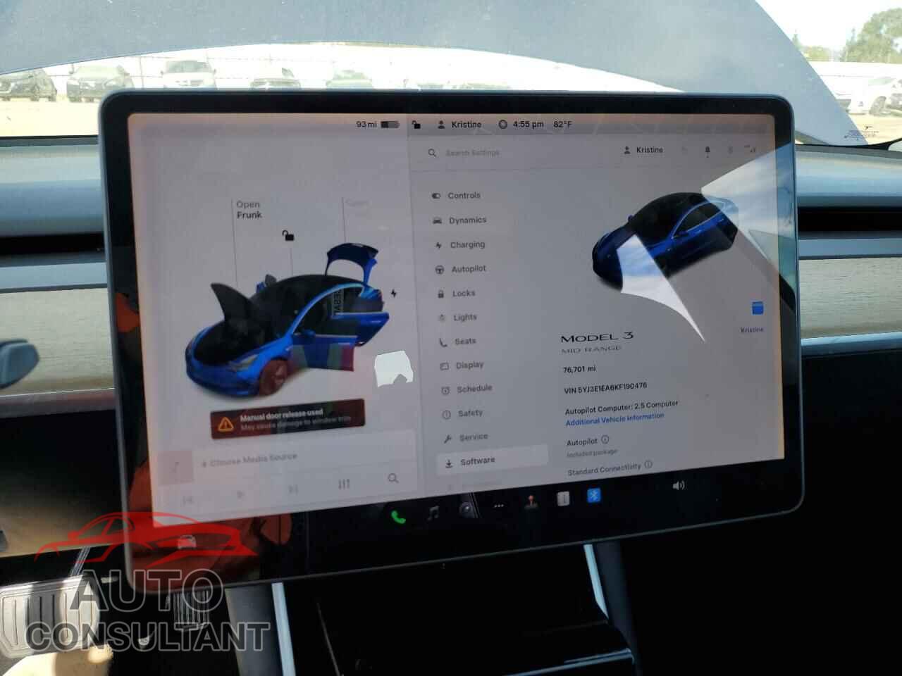 TESLA MODEL 3 2019 - 5YJ3E1EA6KF190476