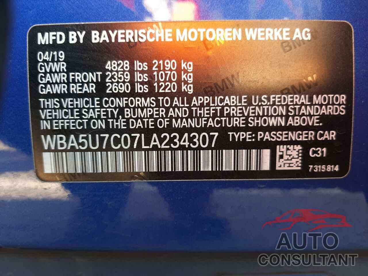 BMW M3 2020 - WBA5U7C07LA234307