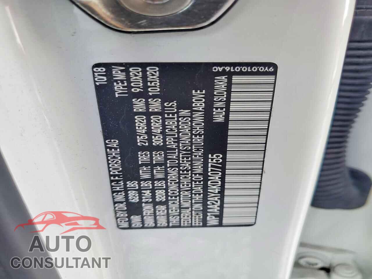 PORSCHE CAYENNE 2019 - WP1AA2AY4KDA07755