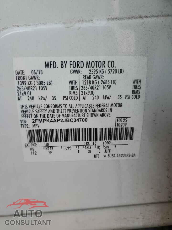 FORD EDGE 2018 - 2FMPK4AP2JBC34700