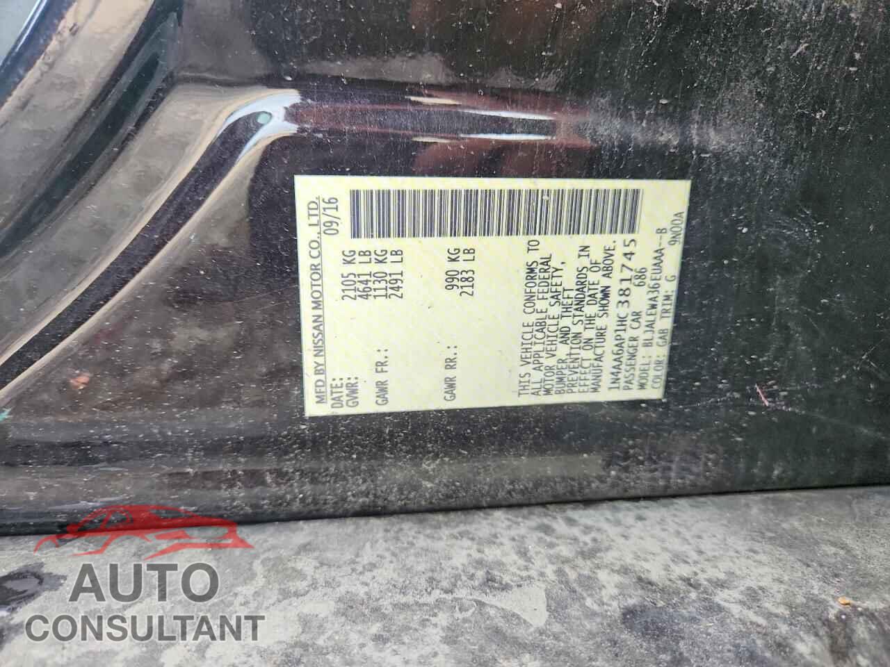 NISSAN MAXIMA 2017 - 1N4AA6AP1HC381745