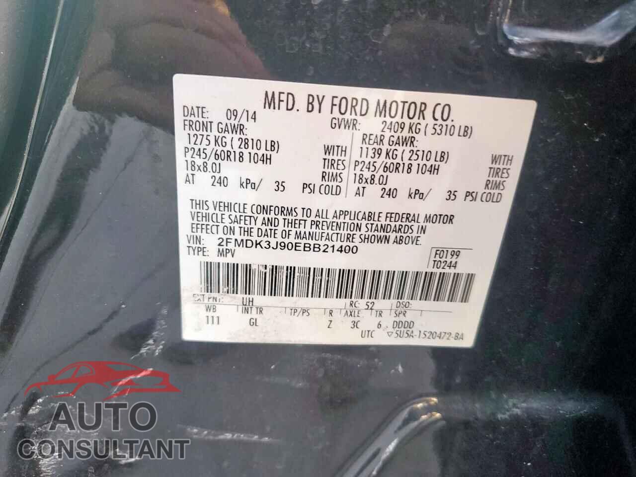 FORD EDGE 2014 - 2FMDK3J90EBB21400